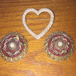 Vintage Brooches with Faux Pearls
